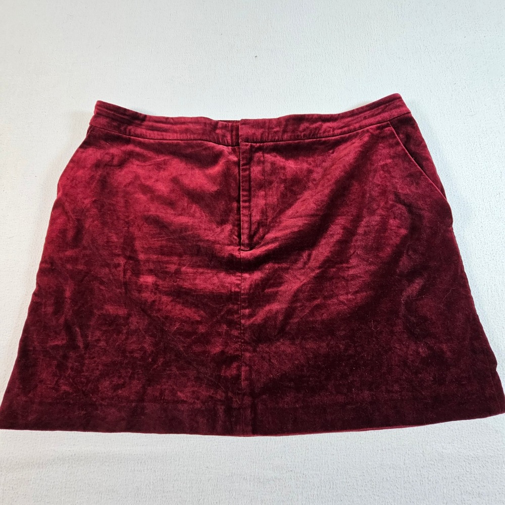 Lauren Ralph Lauren Velvet Mini Skirt Womens 14 Burgundy Red Black Label